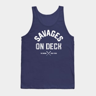 New York 'Savages on Deck' Baseball Fan T-Shirt: Embody the NY Baseball Fervor with Pinstripe Style! Tank Top